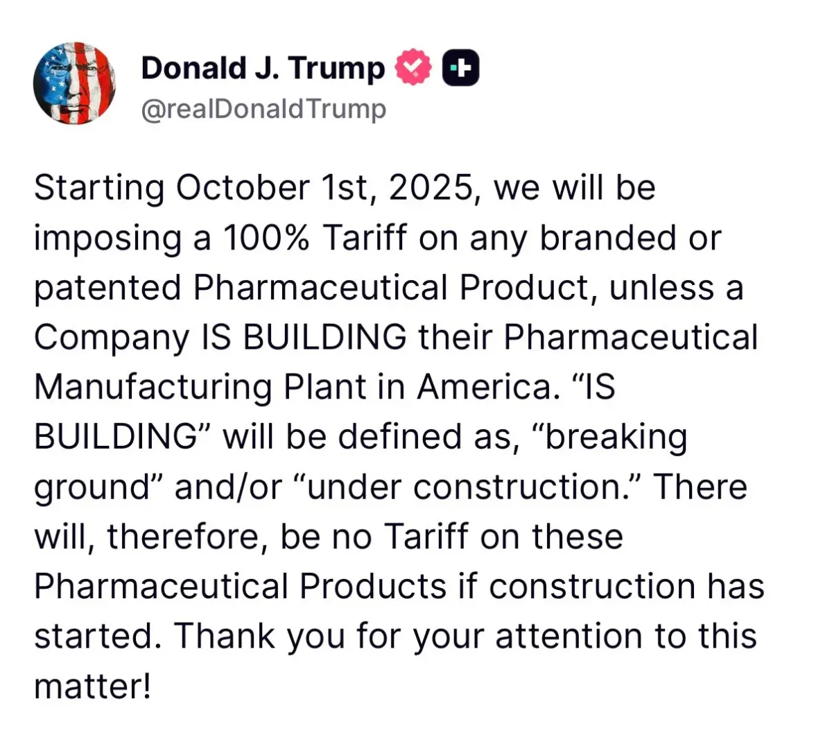 डोनाल्ड ट्रंप ने फार्मा आयात पर लगाया 100% टैरिफ, भारत पर पड़ेगा असर